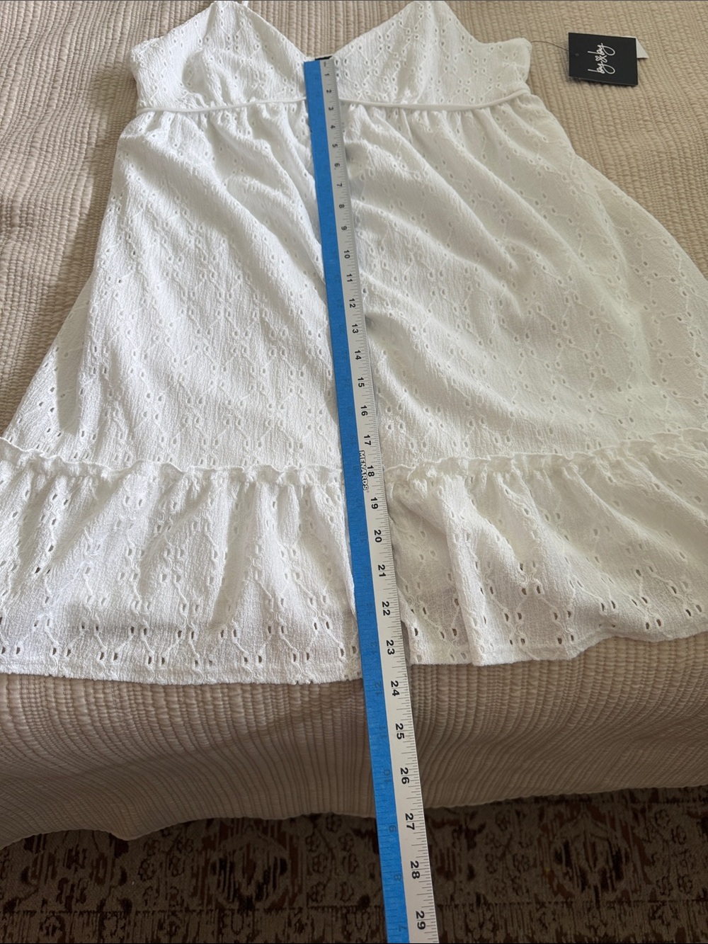 White Eyelet Ruffle Mini Dress - Picture 7 of 10
